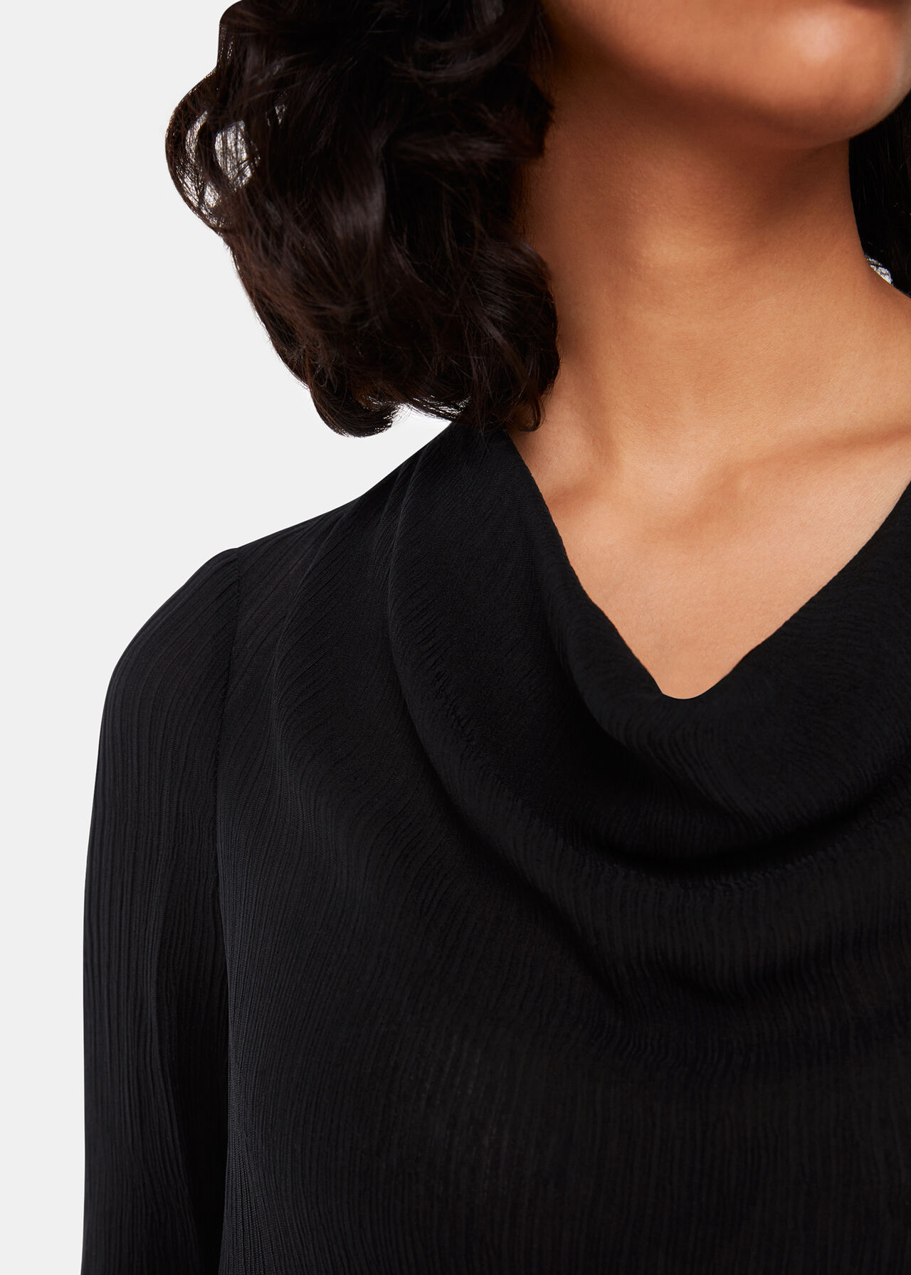 Pia Plisse Cowl Neck Top