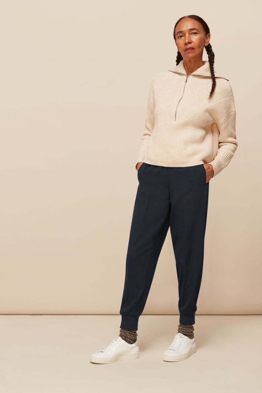 Rib Cuffed Crepe Jogger