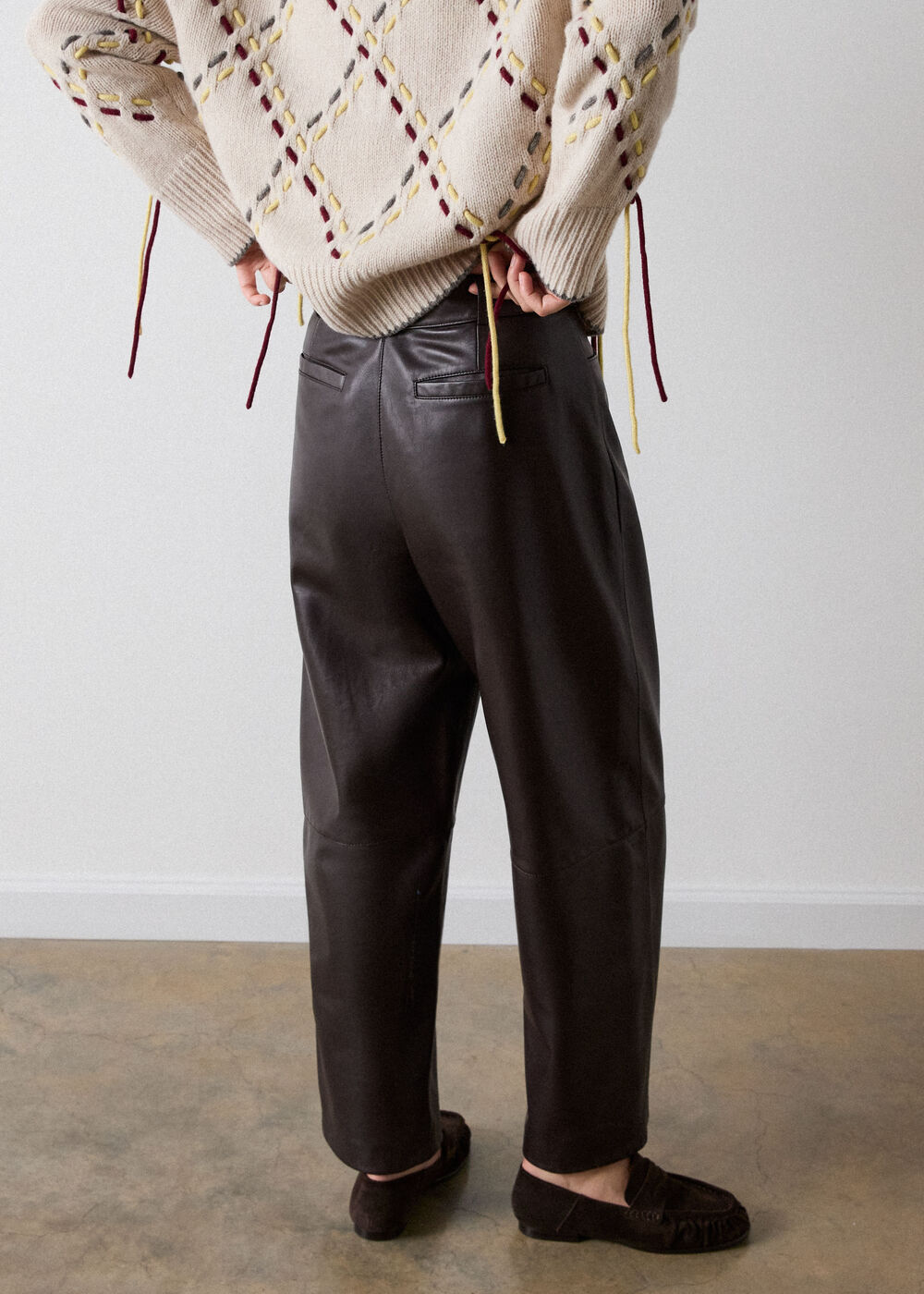 Belted Leather Barrel Trouser