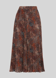 Abstract Animal Longline Skirt Brown/Multi