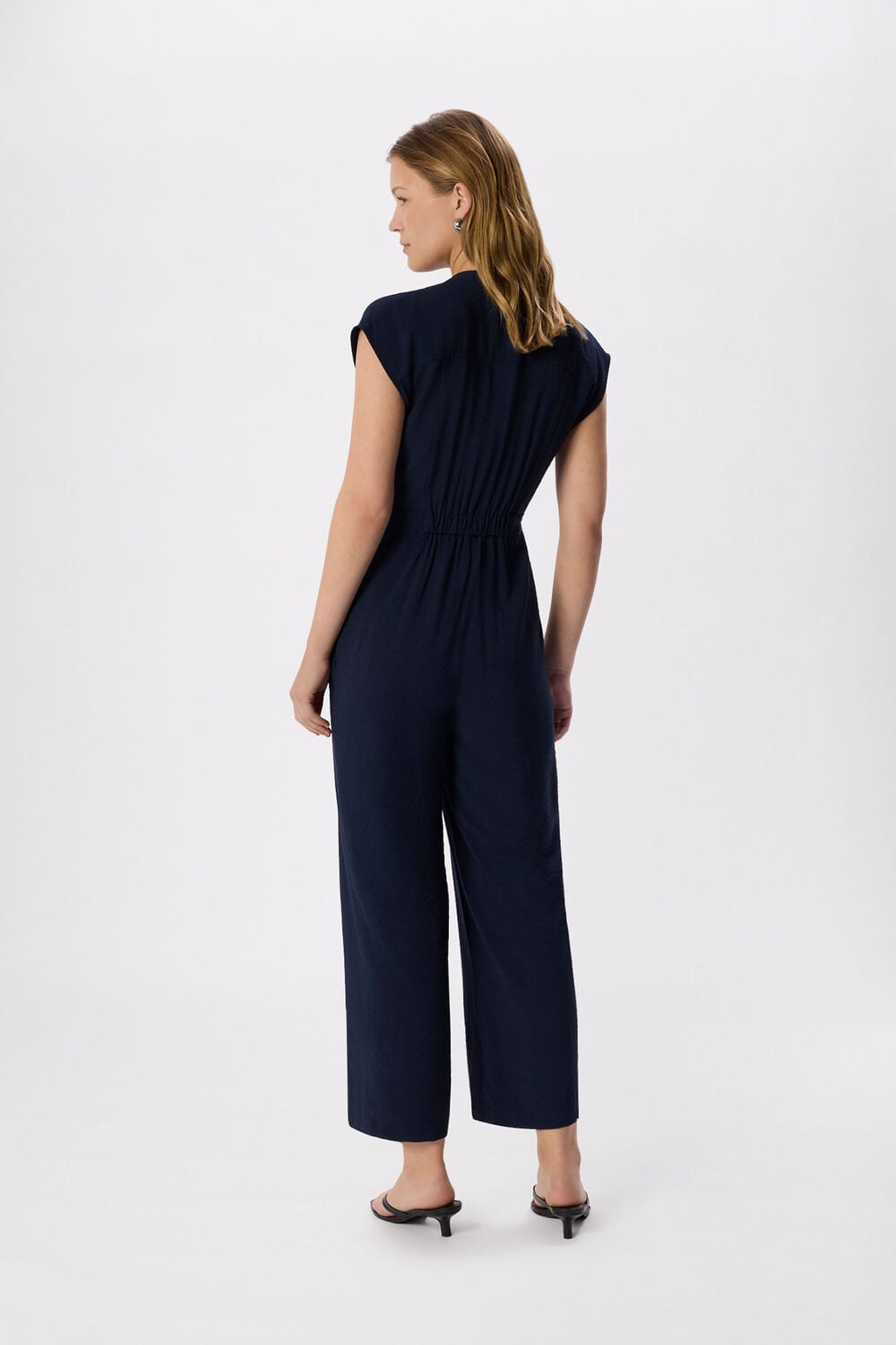 Navy Sleeveless Drawstring Jumpsuit