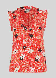 Confetti Floral Frill Top Red/Multi