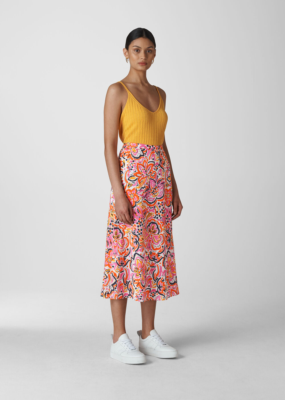 Art Floral Print Skirt Multicolour