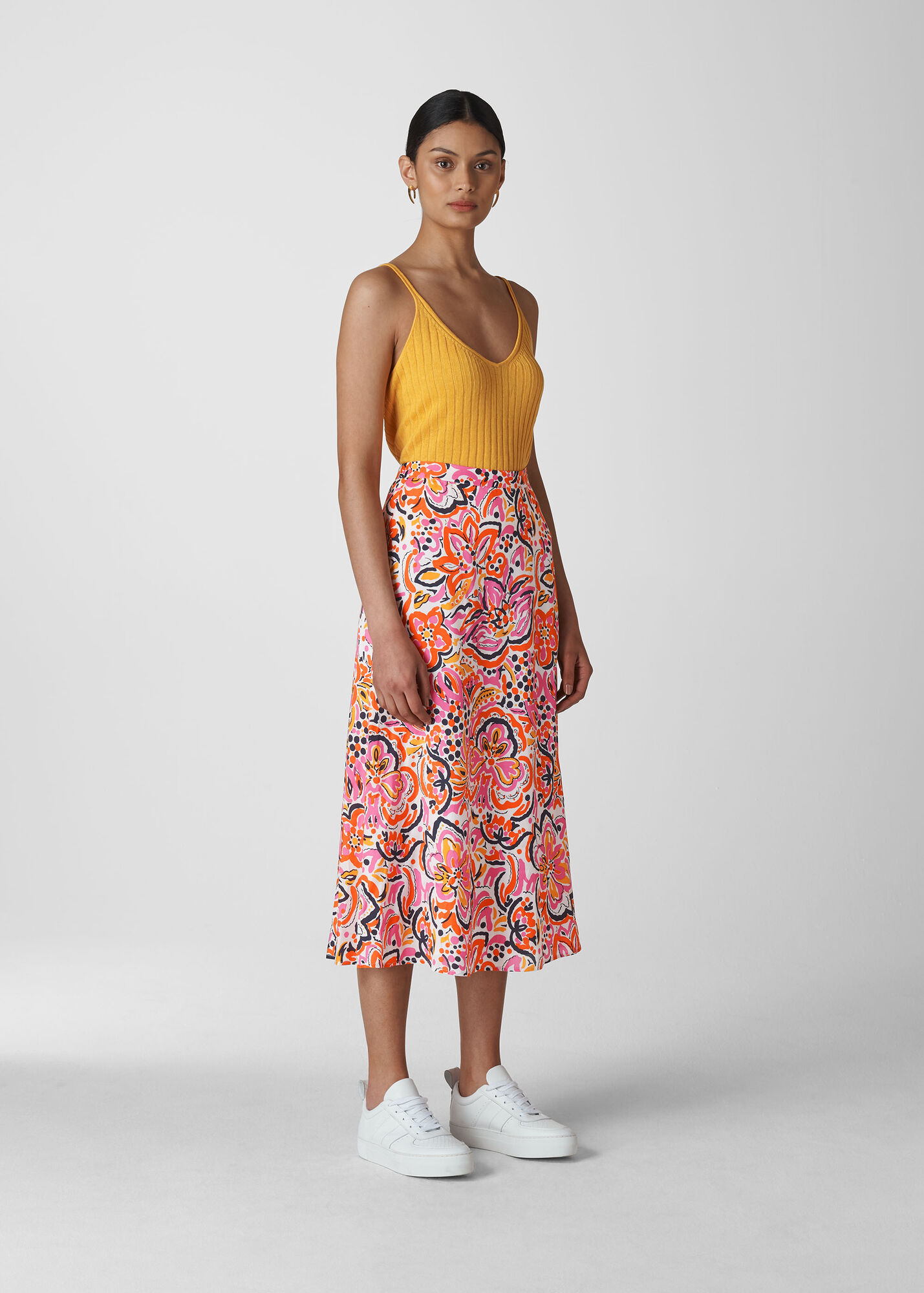 Art Floral Print Skirt