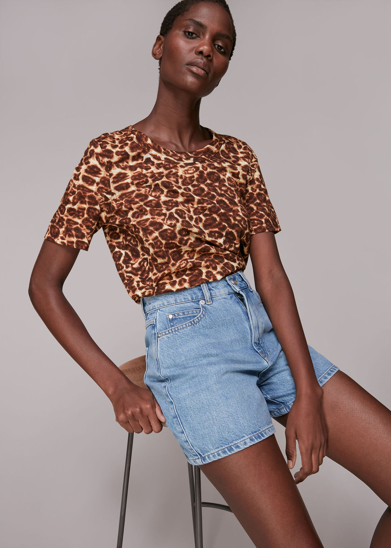 Leopard Print Clouded Leopard Rosa T Shirt | WHISTLES | Whistles UK