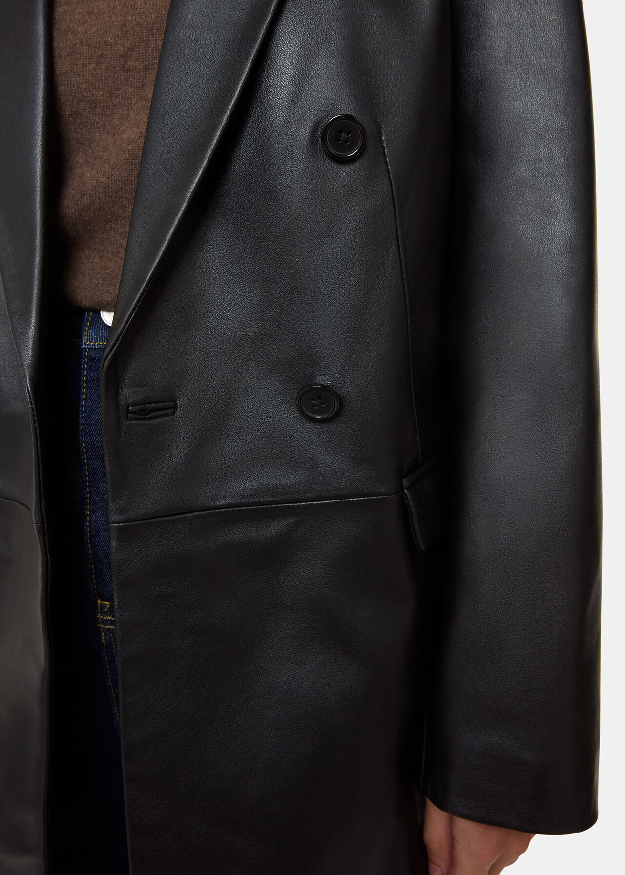 Aliza Waisted Leather Blazer