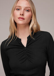 Ruched Zip Neck Top