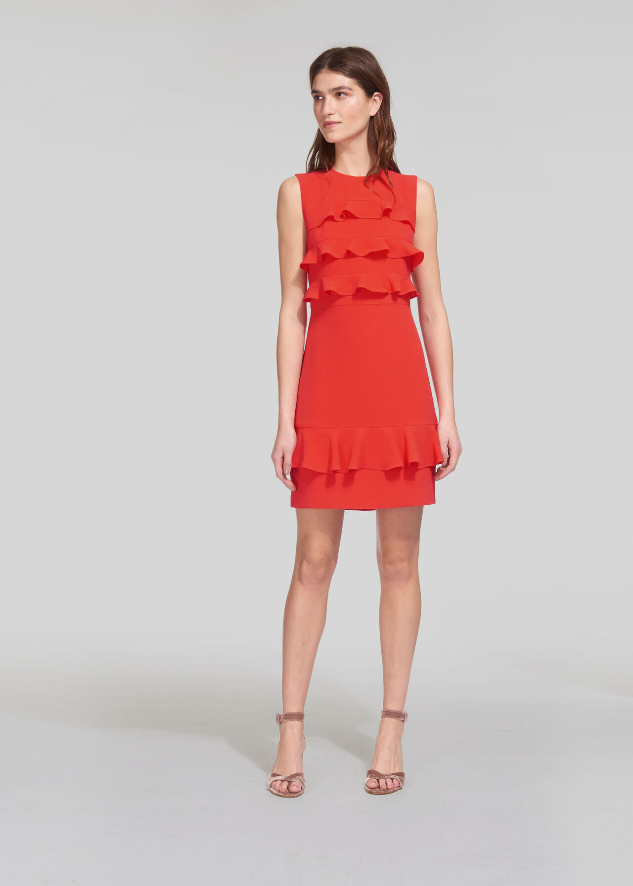 Bea Frill Front Dress Coral