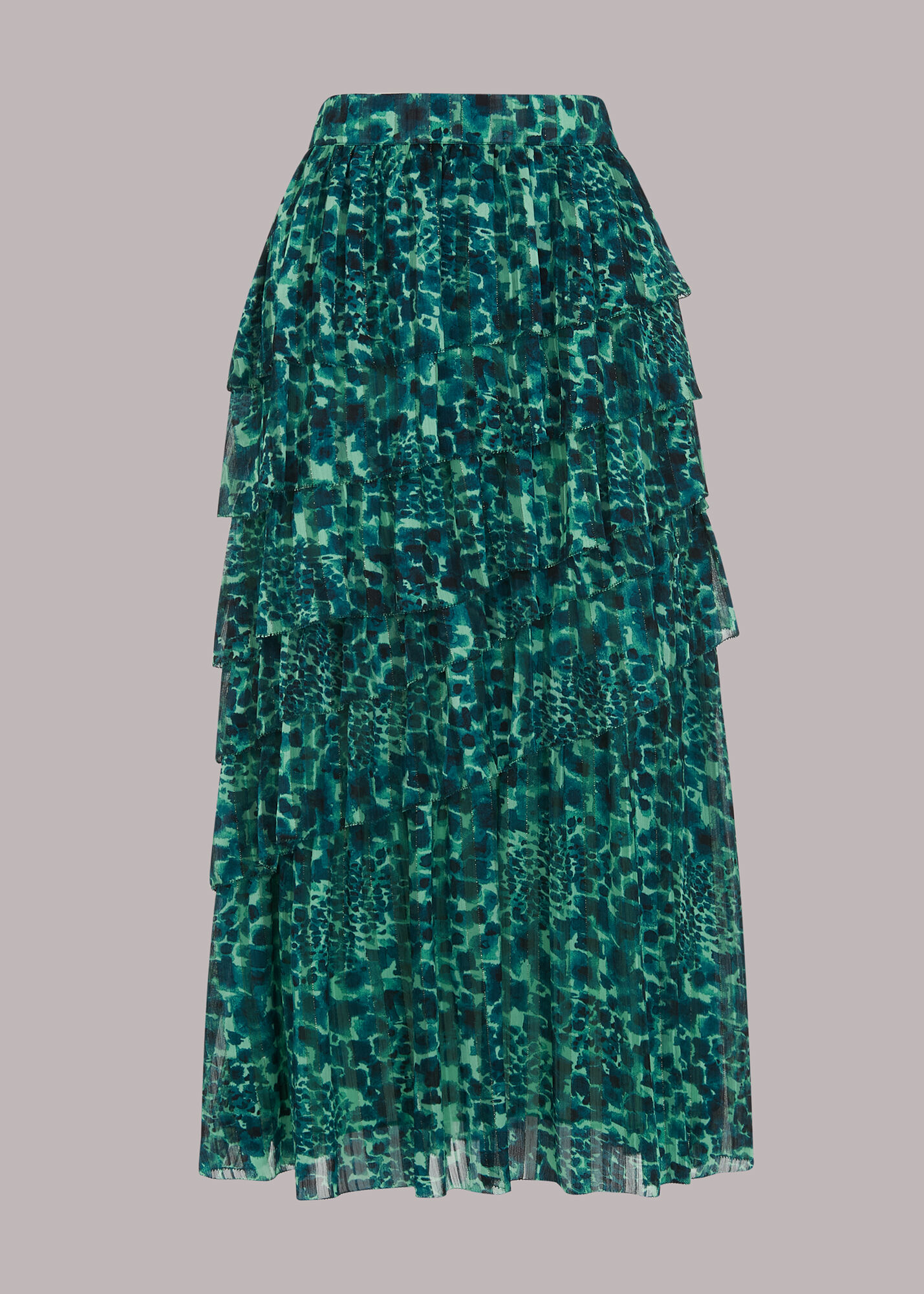 Green/Multi Watercolour Wildcat Skirt | WHISTLES | Whistles