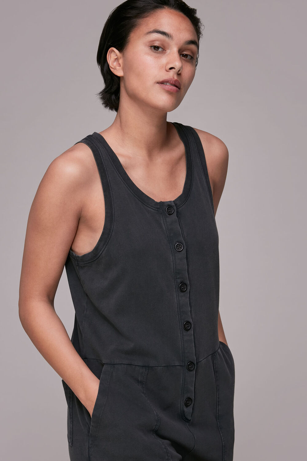Jersey Button Front Jumpsuit