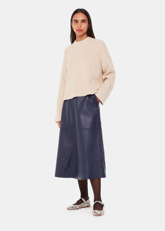 Ivory Cotton Rib Crew Neck Sweater