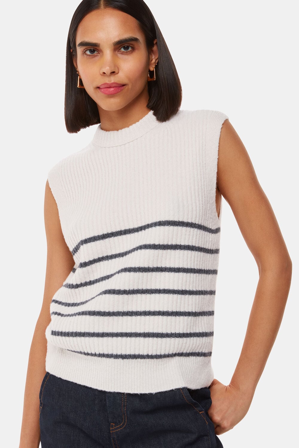 Ivory Stripe Textured Tank