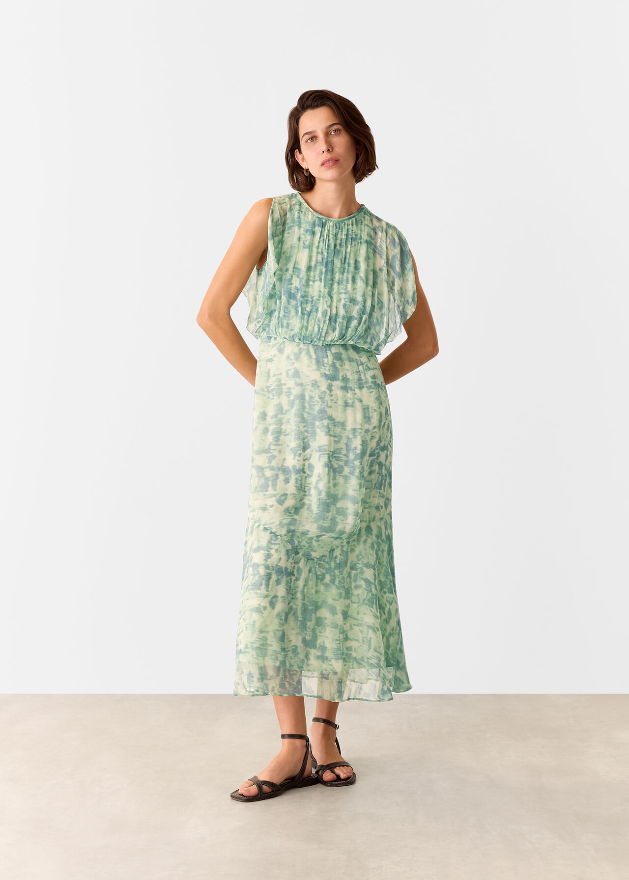 Whistles Dashed Brush Marks Midi Dress