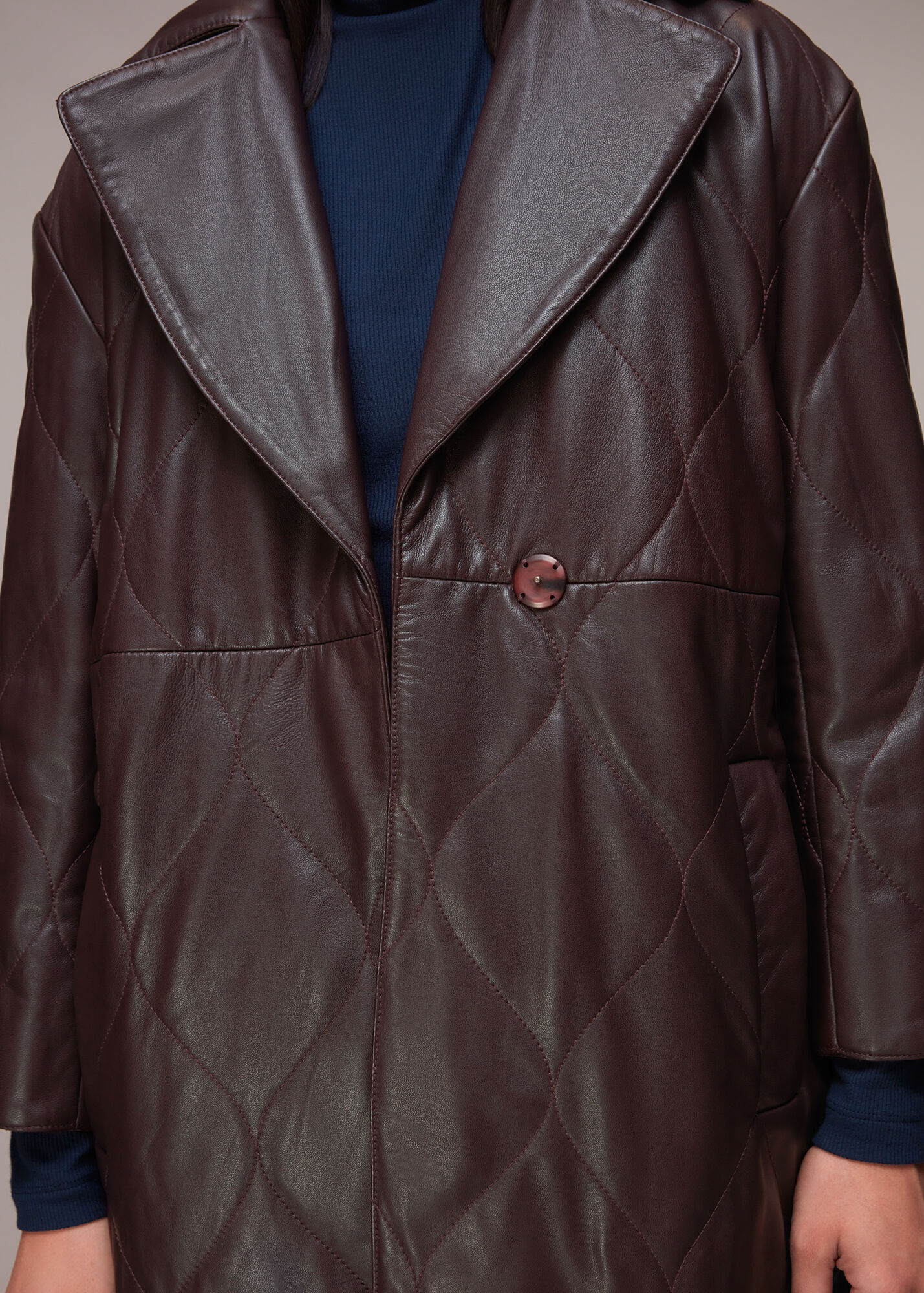 Burgundy Luna Leather Belted Jacket WHISTLES Whistles UK