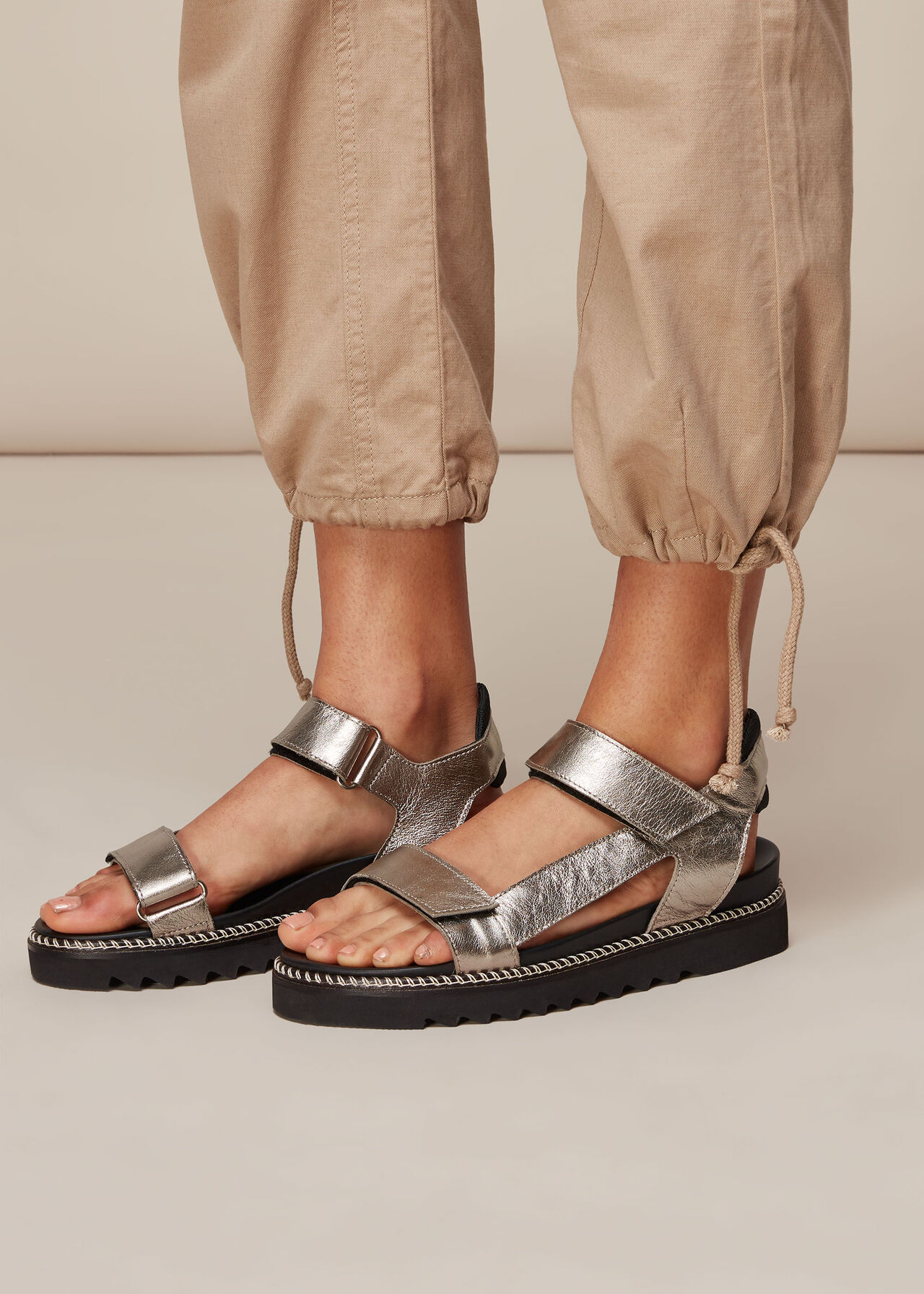 Noah Sporty Velcro Sandal Pewter