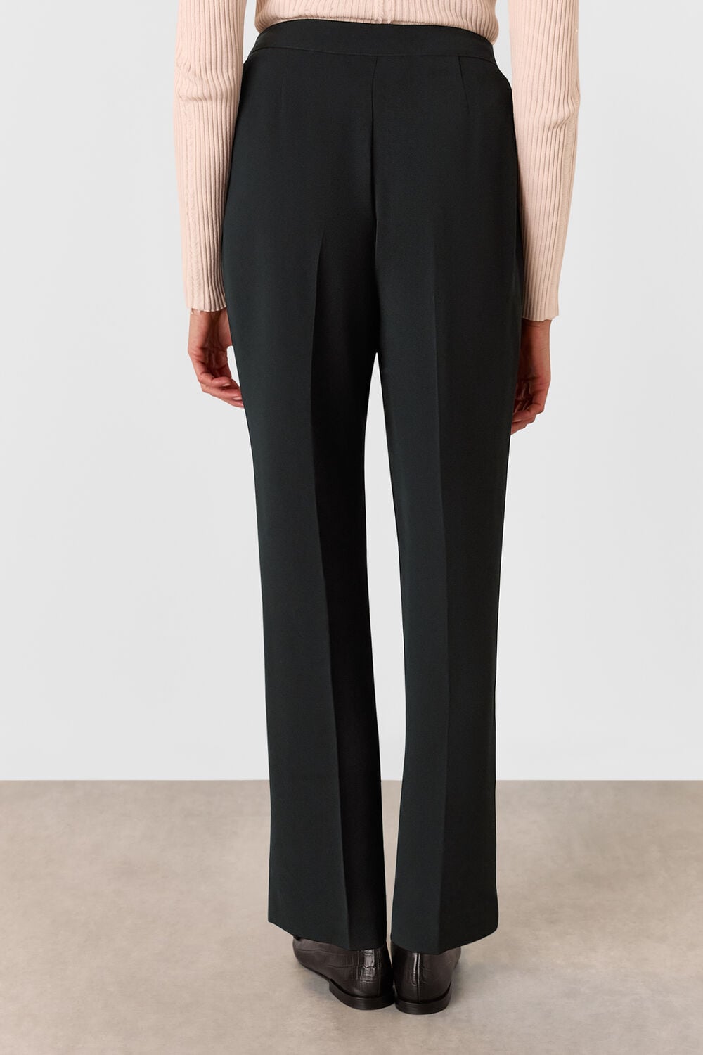 Black Corinna Belted Crepe Trouser