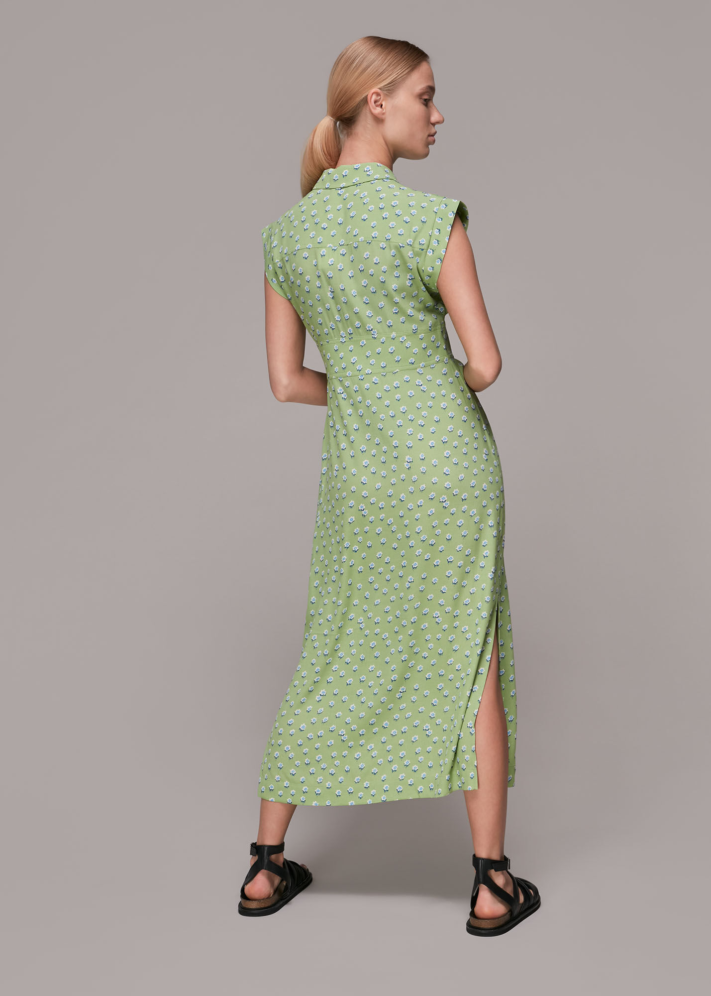 Green/Multi Shooting Floral Midi Dress WHISTLES