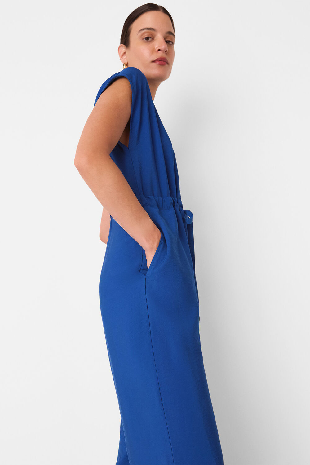 Cobalt Blue Sleeveless Tie Waist Jumpsuit