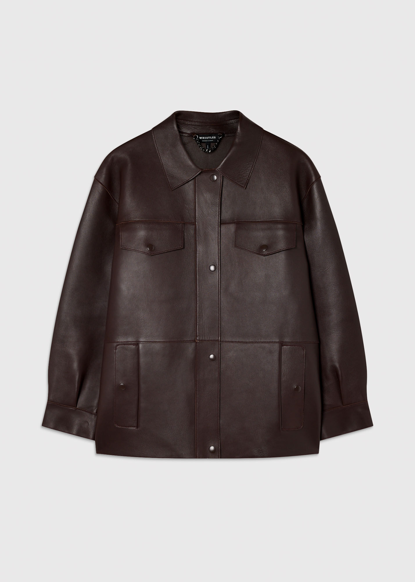 Brown Clean Bonded Leather Jacket | WHISTLES | Whistles UK |