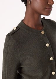 Military Crew Neck Cardigan