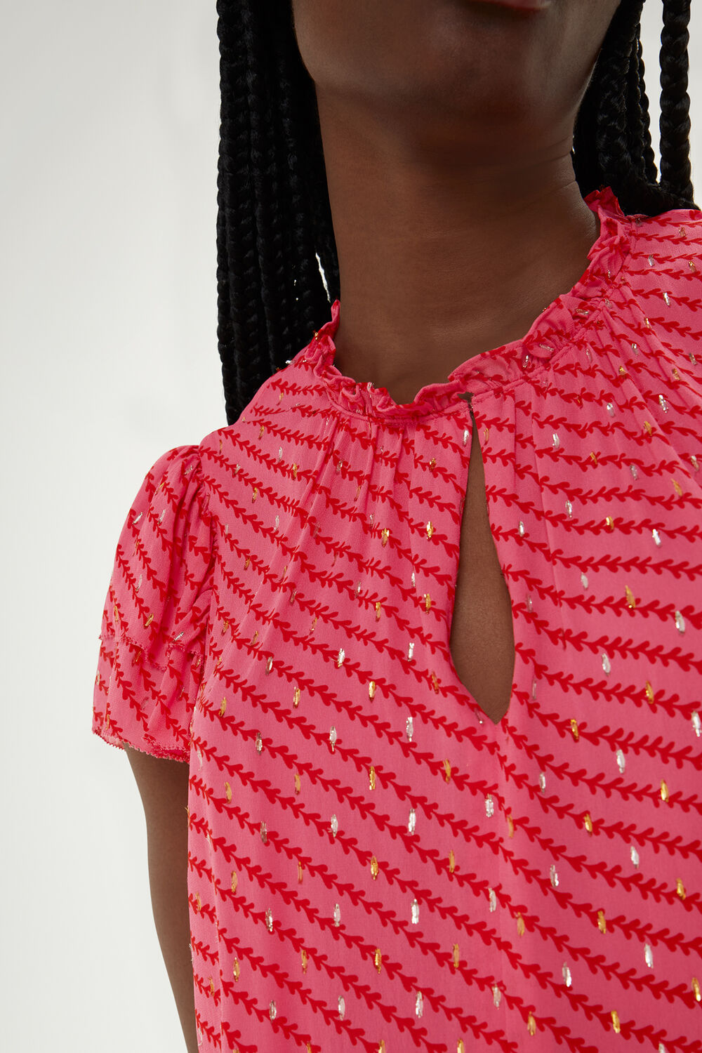 Diagonal Leaf Print Top