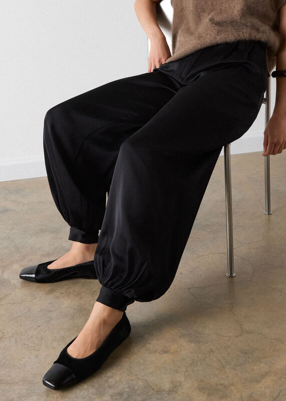 Black Petite Satin Balloon Trouser