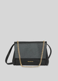 Eleni Lizard Crossbody Bag Black