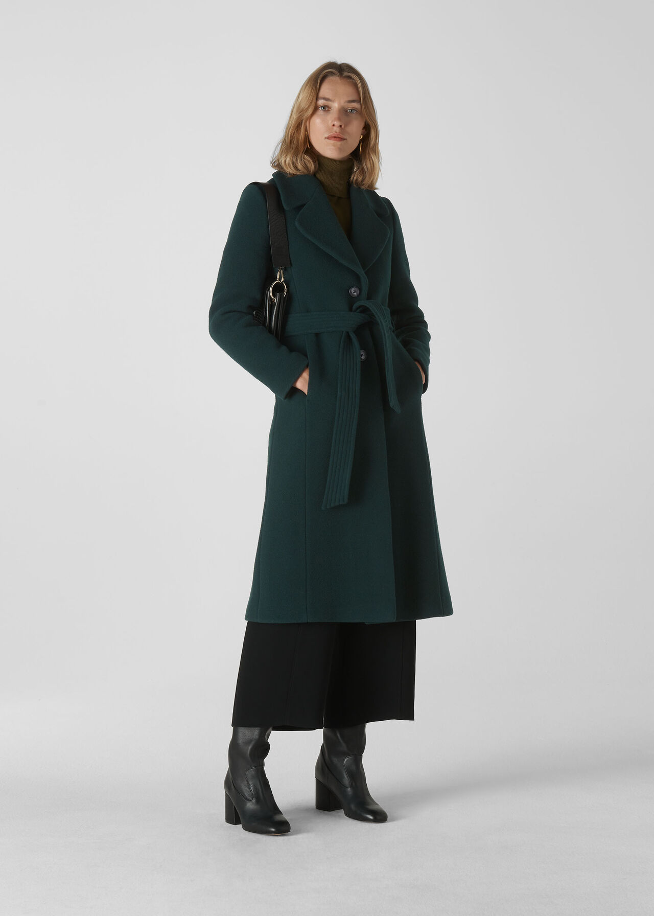 Alexandra Belted Coat Dark Green
