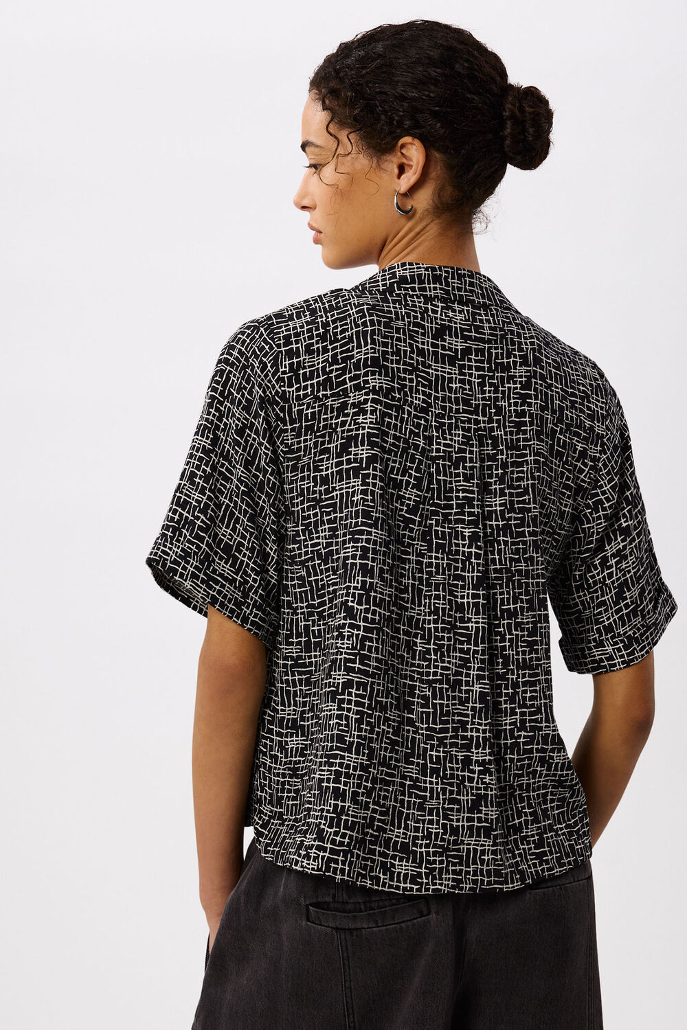Black Woven Grid Shirt