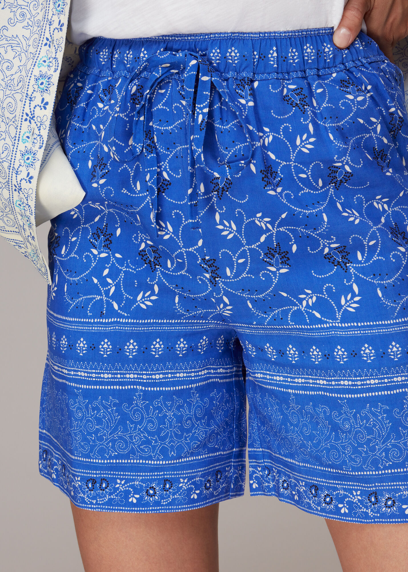 Blue/Multi Bandana Floral Print Shorts | WHISTLES | Whistles
