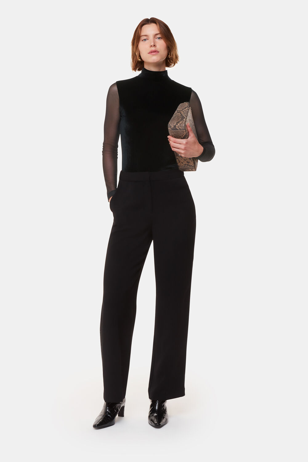 Velvet Mesh Sleeve Top