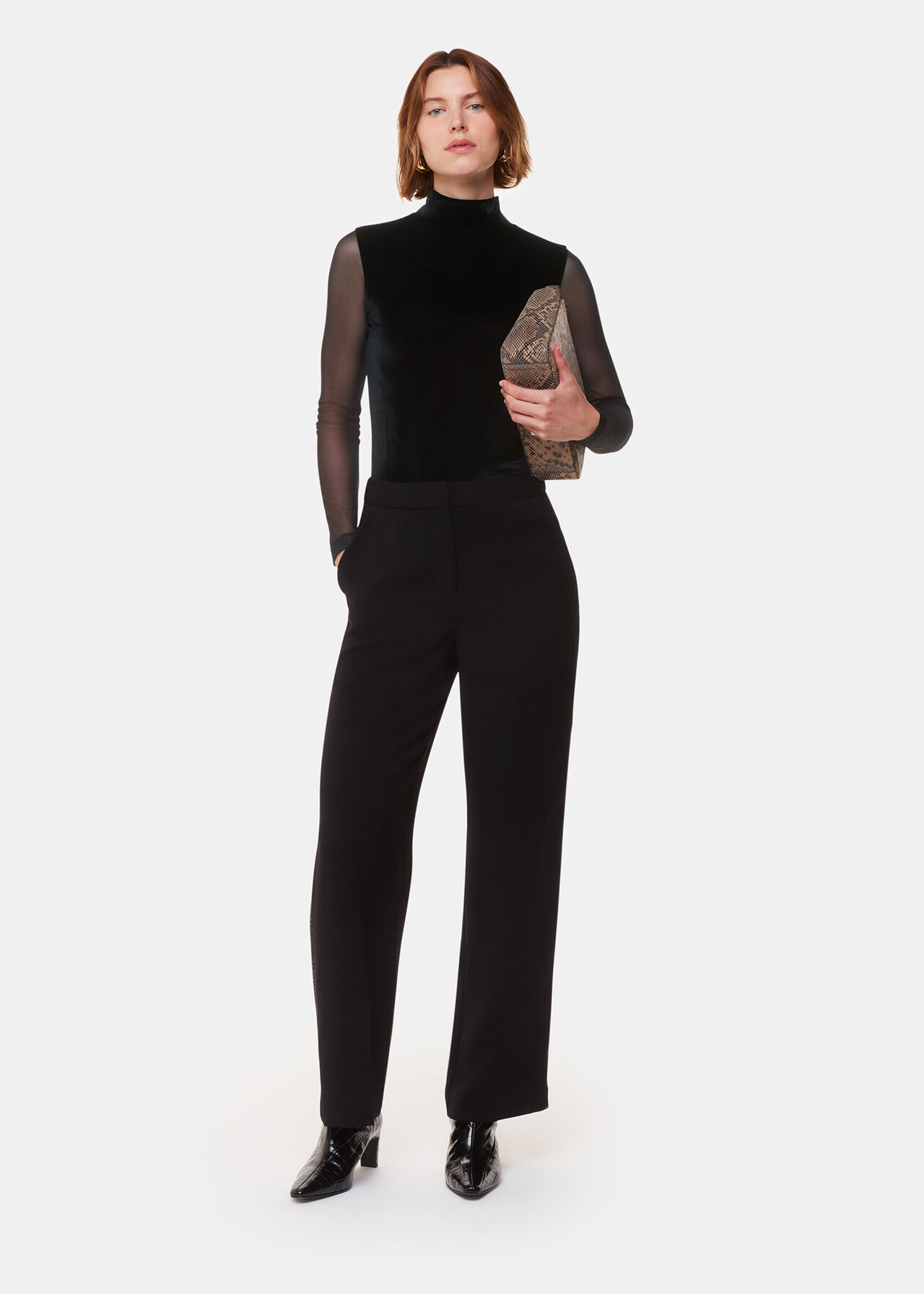 Velvet Mesh Sleeve Top