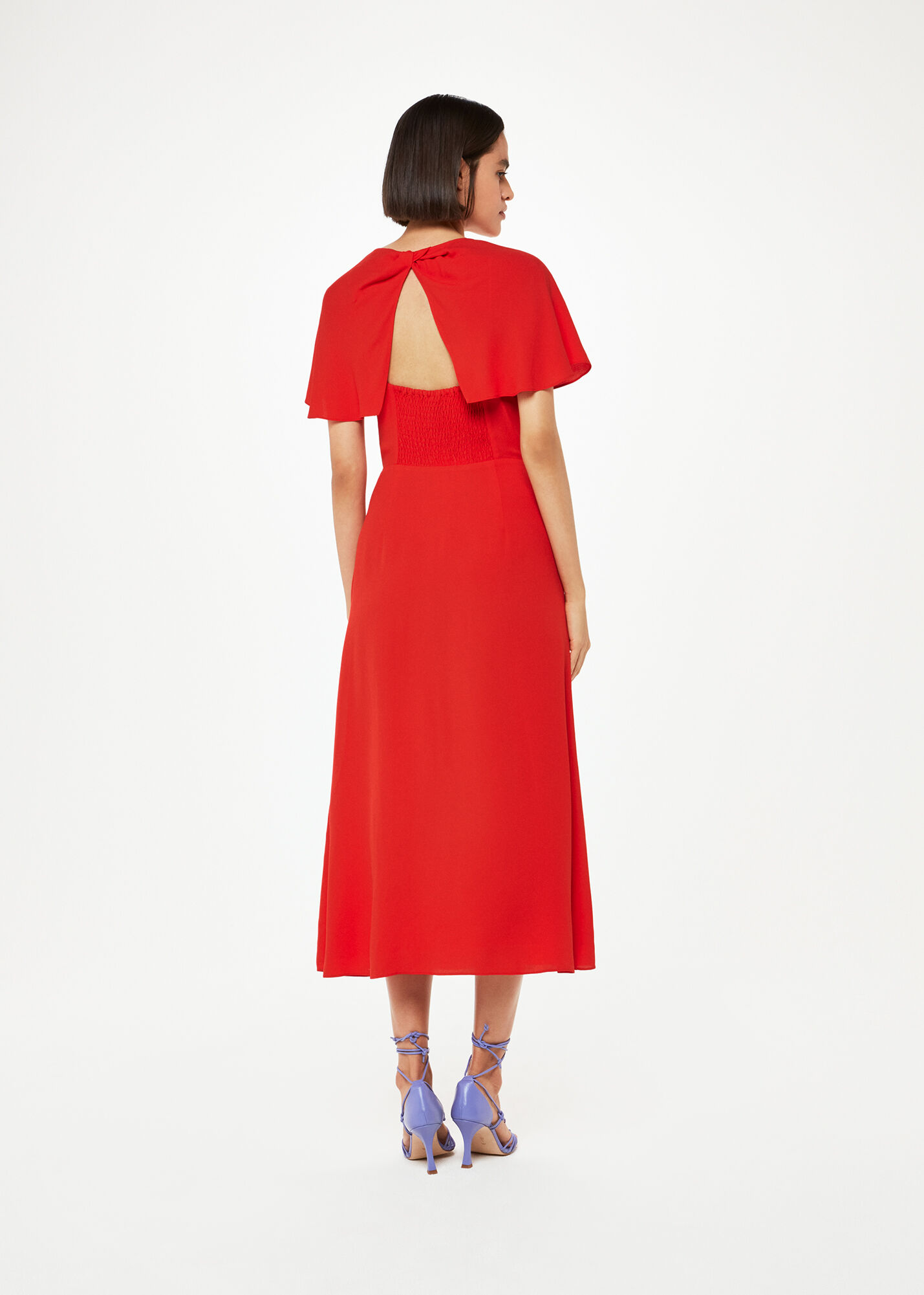 Red Annabelle Cape Sleeve Dress