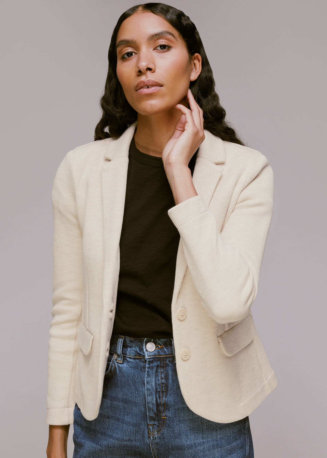Slim Jersey Jacket Oatmeal