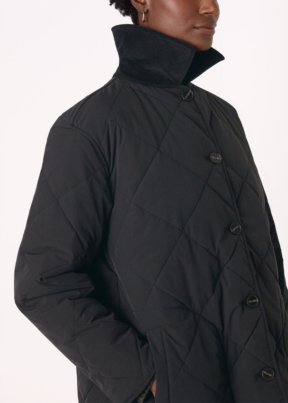 Quilted Cord Collar Coat
