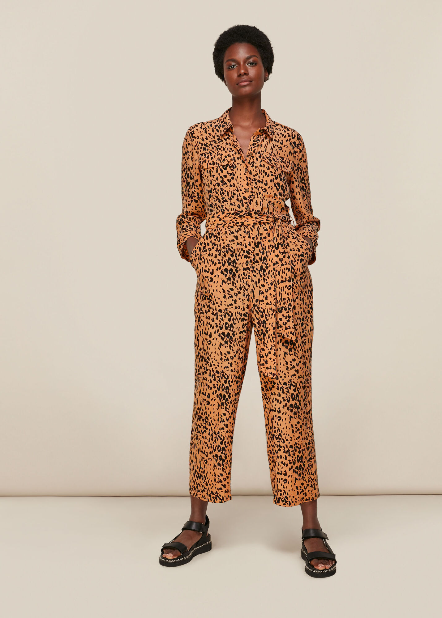 Whistles Women Safari Print Jumpsuit - White - 08