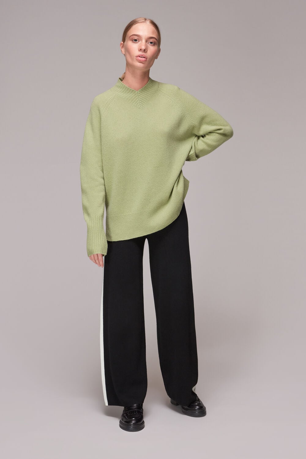 Black Knitted Side Stripe Trouser
