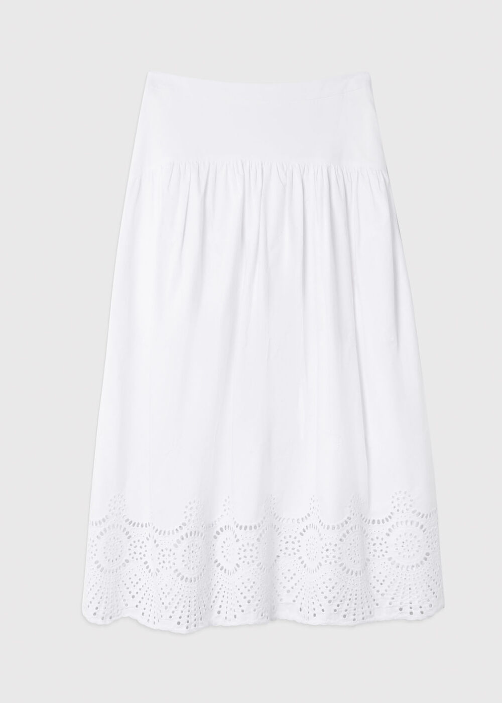 Broderie Cotton Midi Skirt