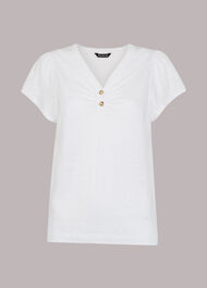 Cada Button Linen Mix Tee