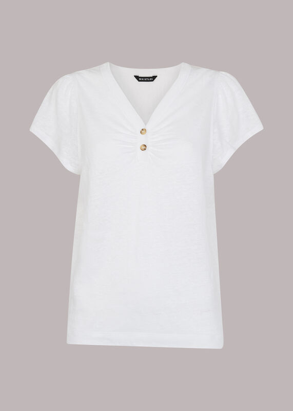 Cada Button Linen Mix Tee