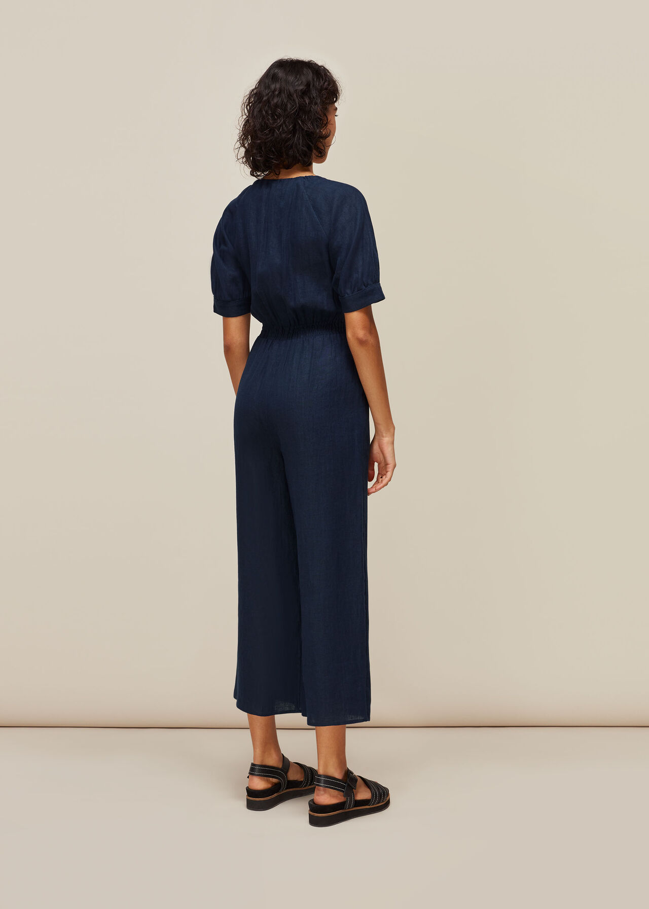 Nora Linen Jumpsuit Navy