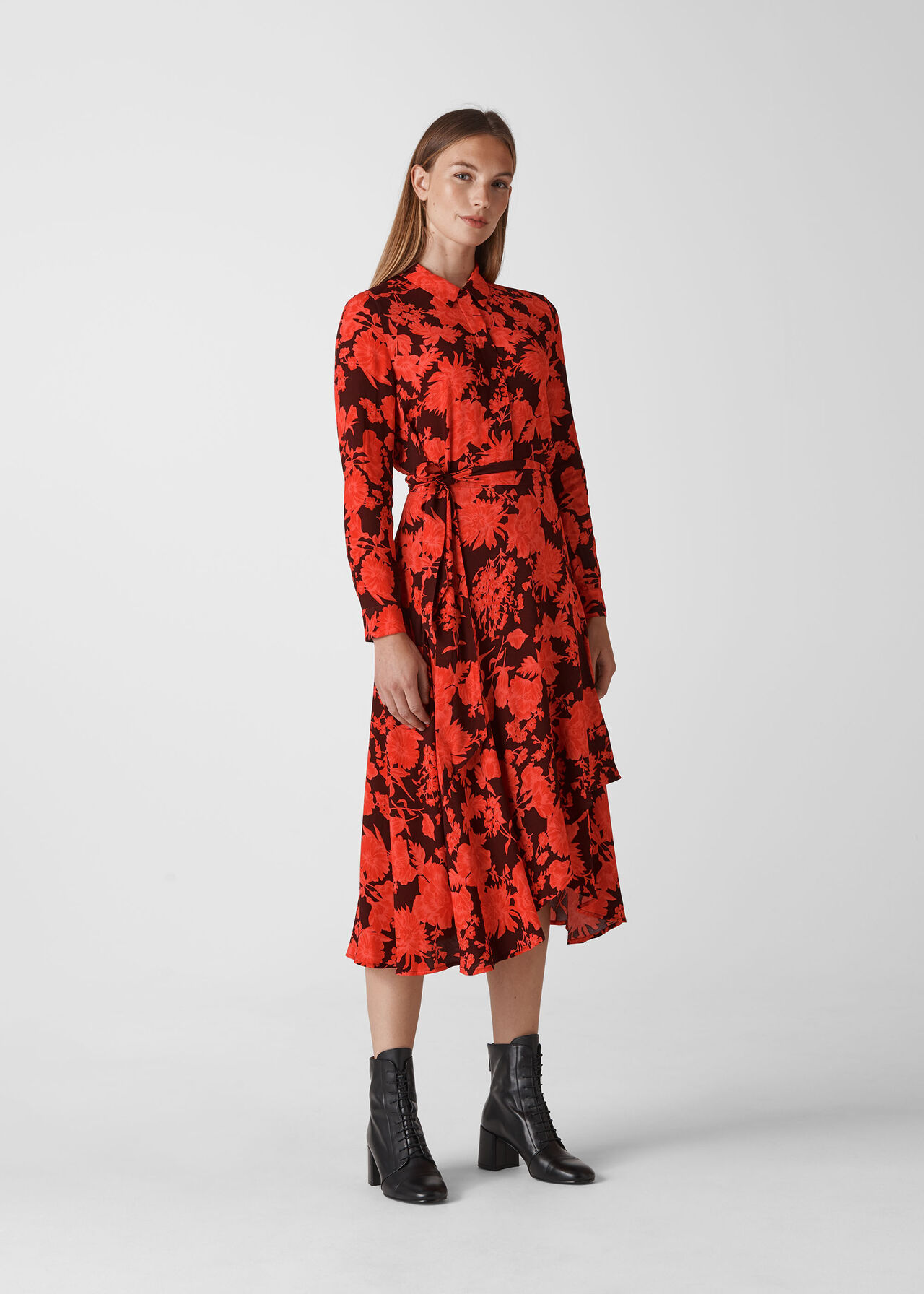 Esme Wrap Print Dress Red/Multi