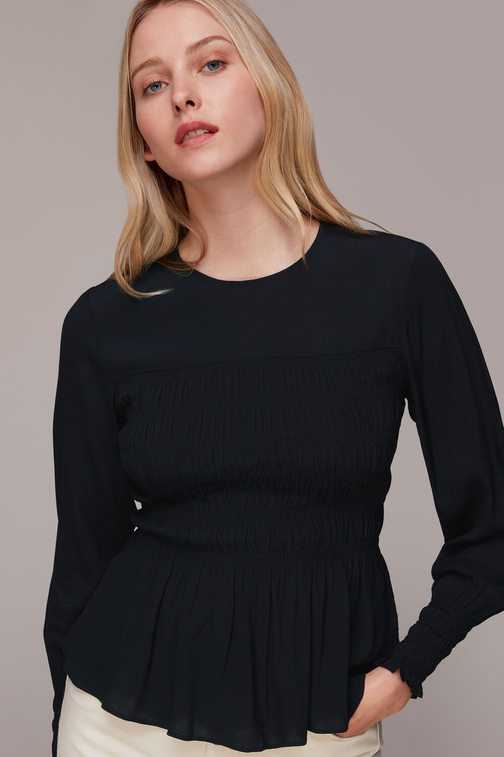 Black Rosanna Shirred Top