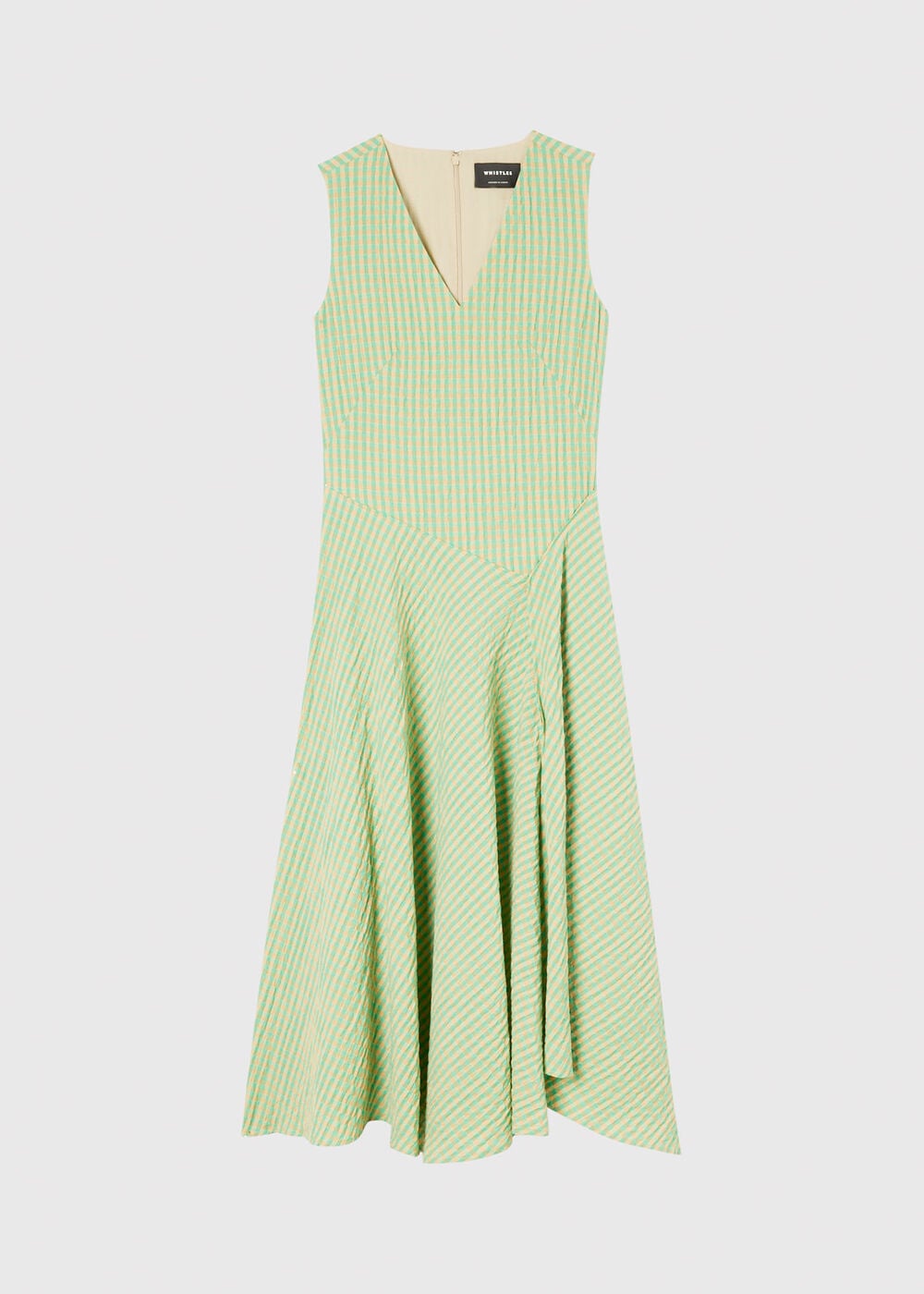 Check V Neck Asymmetric Dress