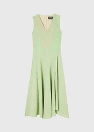 Check V Neck Asymmetric Dress