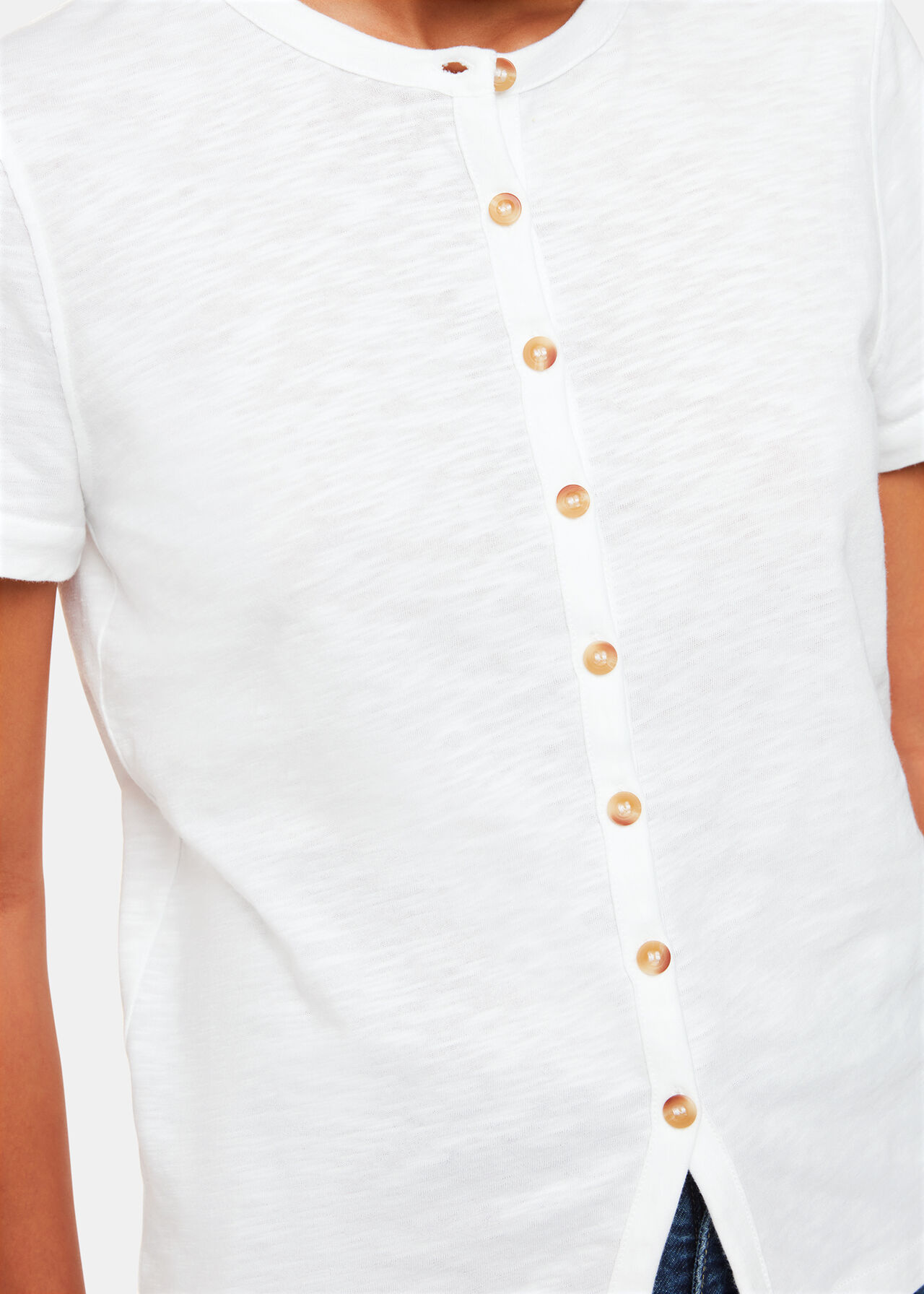 Isla Round Neck Button Tee