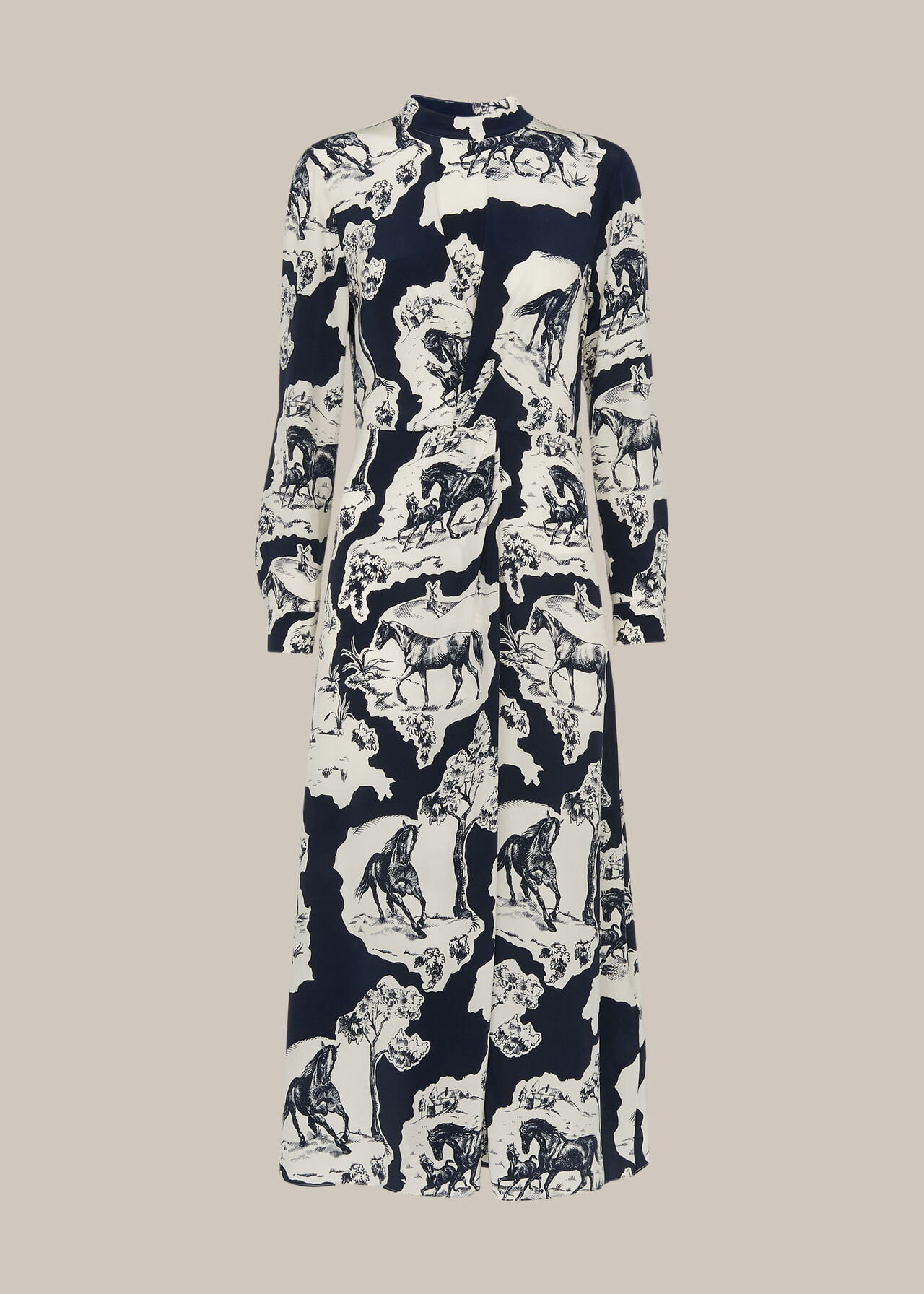 Stallion Print Silk Dress