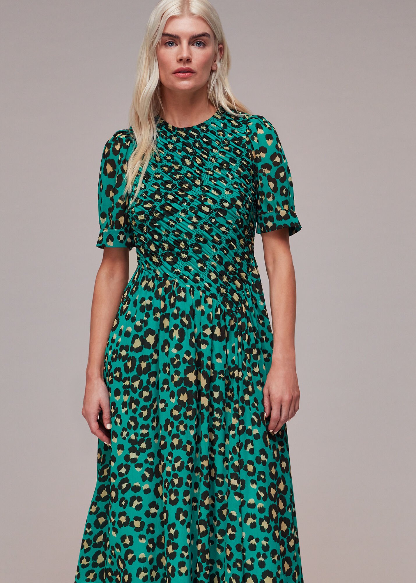 Green cheetah sale print dress