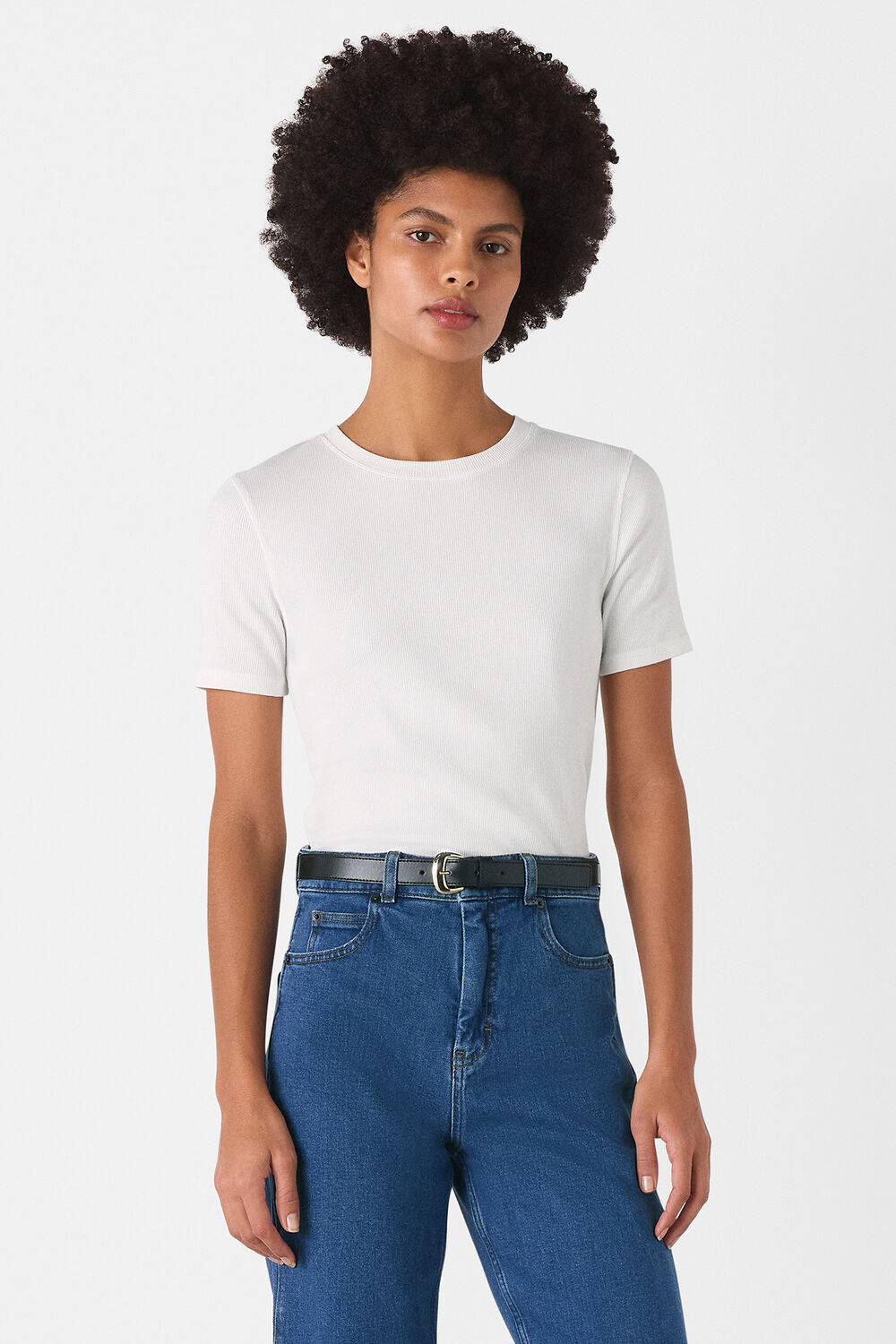 White Ultimate Rib Crew Neck T-Shirt