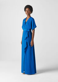 Nova Frill Wrap Maxi Dress Blue